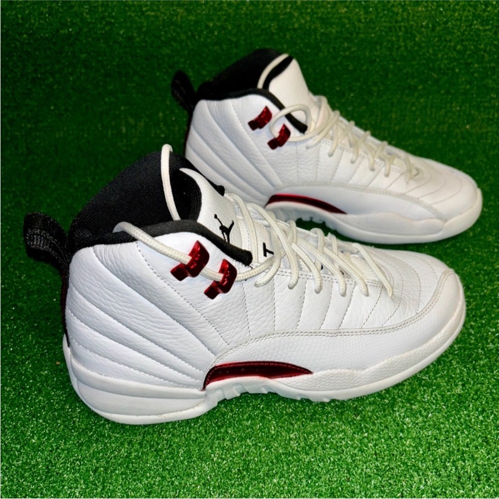 White and Red High-Top Sneakers